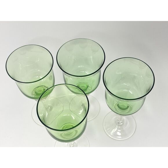 Denby Crystal Aurora Winterberry Green Wine Water Goblets Glasses 7” Set Of 4 - Picture 3 of 4